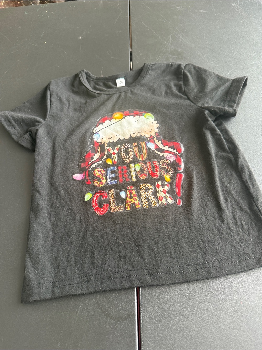 Kids Black Holiday Graphic Tee - 'You Serious Clark'
